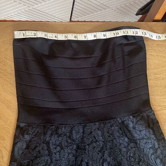 BEBE Witchy Goth Strapless Bandage Lace Maxi Dress Size Small - Picture 9 of 10